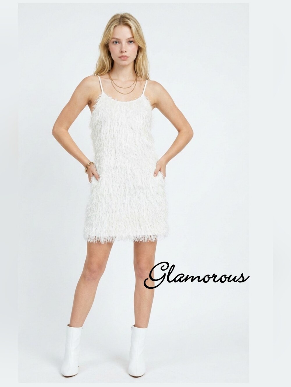 NWT GLAM SHIMMER SHAGGY NIGHT OUT DRESS 😍 stunning mini - Picture 2 of 7